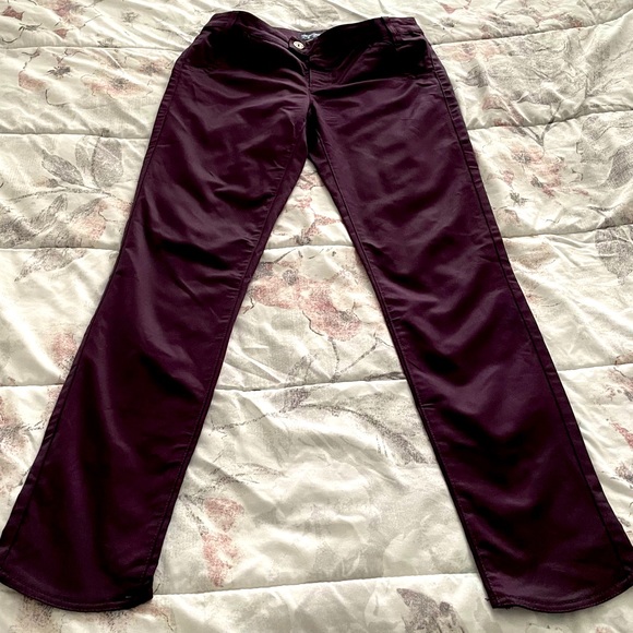 Emporio Armani Denim - Emporio Armani New Sabrina maroon skinny slim cropped designer jeans, size 28”